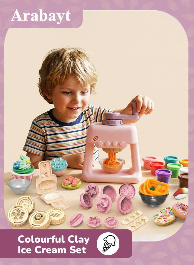 أرابايت آلة صنع الآيس كريم بنفسك مع مجموعة الوحل للأطفال، طين ملون غير سام وغير لاصق، طين بلاستيسين، هدايا حفلات لتخفيف التوتر وفكرة هدية رائعة. - Image 1